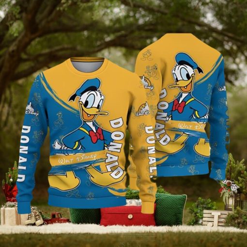 Donald Duck Blue Yellow Disney Carrtoon Lover Ugly Christmas Sweater 3D Printed Men And Women Holiday Gift