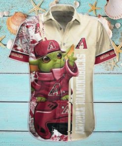 Mlb Arizona Diamondbacks Red Gold Baby Yoda Trendy Hawaiian Shirt Aloha Shirt