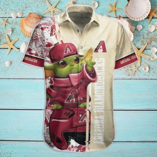 Mlb Arizona Diamondbacks Red Gold Baby Yoda Trendy Hawaiian Shirt Aloha Shirt