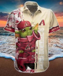 Mlb Arizona Diamondbacks Red Gold Baby Yoda Trendy Hawaiian Shirt Aloha Shirt