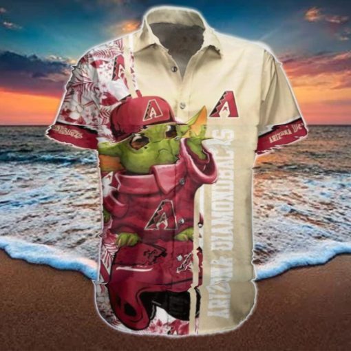 Mlb Arizona Diamondbacks Red Gold Baby Yoda Trendy Hawaiian Shirt Aloha Shirt