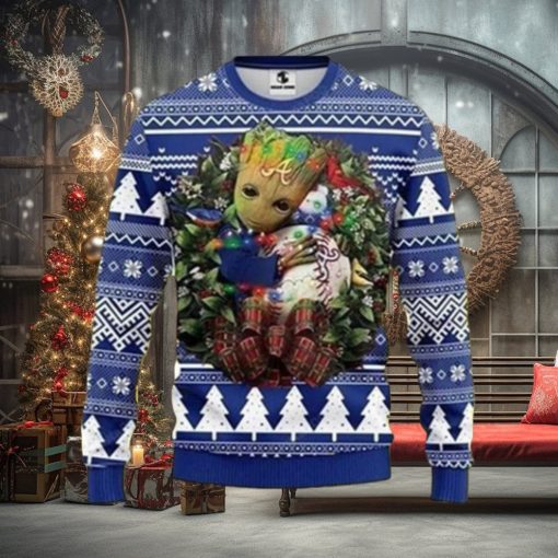 Mlb Atlanta Braves Groot Hug Ugly Christmas Sweater