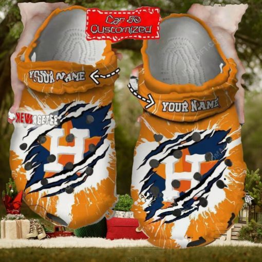 Mlb Houston Astros Ripped Claw Custom Name Crocs Clog