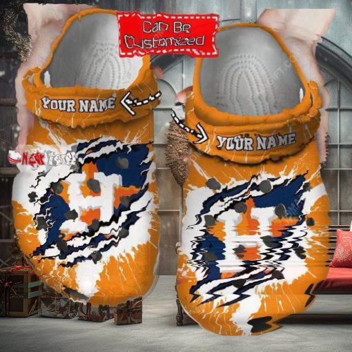 Mlb Houston Astros Ripped Claw Custom Name Crocs Clog