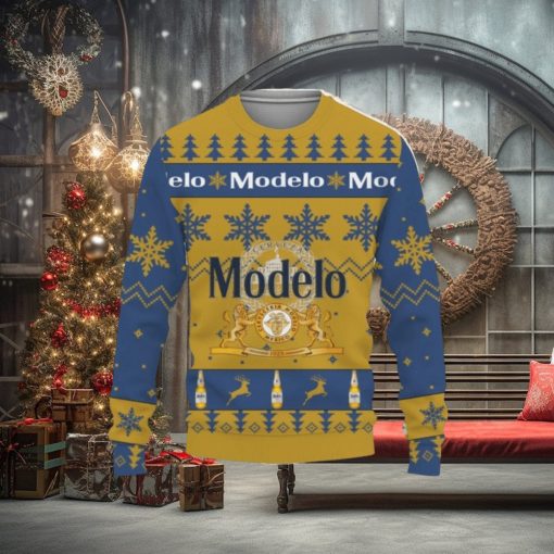 Modelo Beers Big Snowflake Pattern Ugly Christmas 3D Sweater For Men And Women