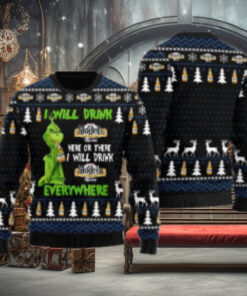 Modelo Grinch Will Drink Everywhere Ugly Sweater