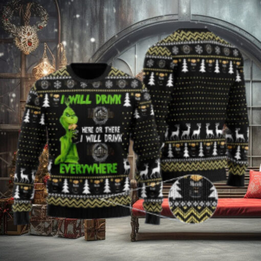 Modelo Negra Grinch Will Drink Everywhere Ugly Sweater