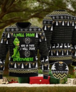 Modelo Negra Grinch Will Drink Everywhere Ugly Sweater