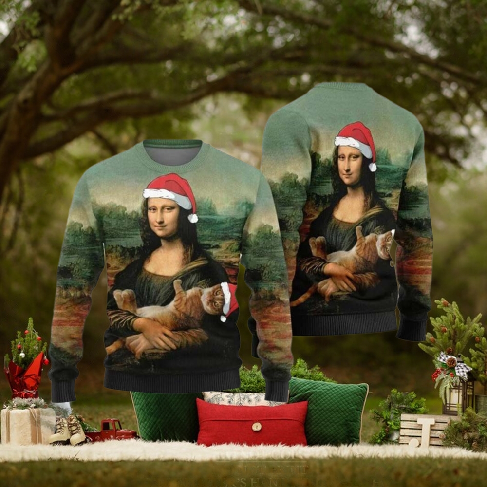 Mona Lisa Cat Christmas Sweater Gift For Holiday Mona Lisa Cat Christmas Sweater Gift For Holiday