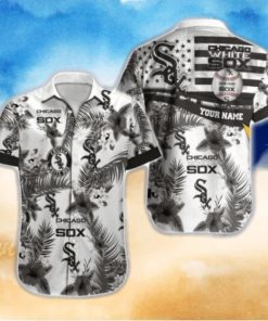 Monochrome Palm And Star Chicago White Sox Customizable Aloha Shirt