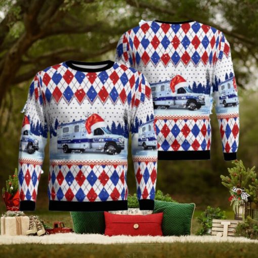 Monroe, Michigan, Monroe Community Ambulance Christmas Ugly Sweater 3D