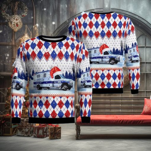 Monroe, Michigan, Monroe Community Ambulance Christmas Ugly Sweater 3D