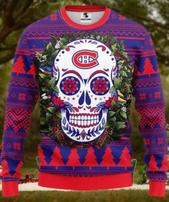 Montreal Canadians Skull Flower Ugly Christmas Ugly Sweater