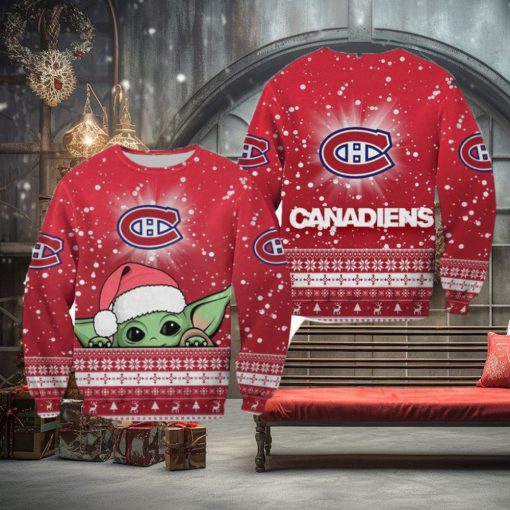 Montreal Canadiens Christmas Baby Yoda Sweater Best For Fans Gift Christmas