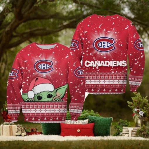 Montreal Canadiens Christmas Baby Yoda Sweater Best For Fans Gift Christmas