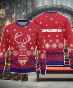 Montreal Canadiens Christmas Big Reindeer Pattern Christmas Gift 3D Ugly Christmas Sweater