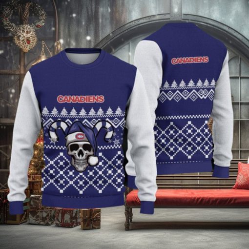 Montreal Canadiens Christmas Skull 3D Gingerbread Ugly Sweater Gifr For Fans