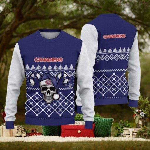 Montreal Canadiens Christmas Skull 3D Gingerbread Ugly Sweater Gifr For Fans