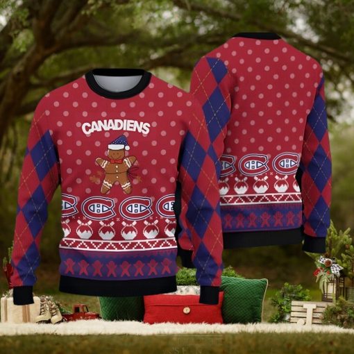 Montreal Canadiens Fans Gingerbread Man Ugly Christmas Sweater Gift