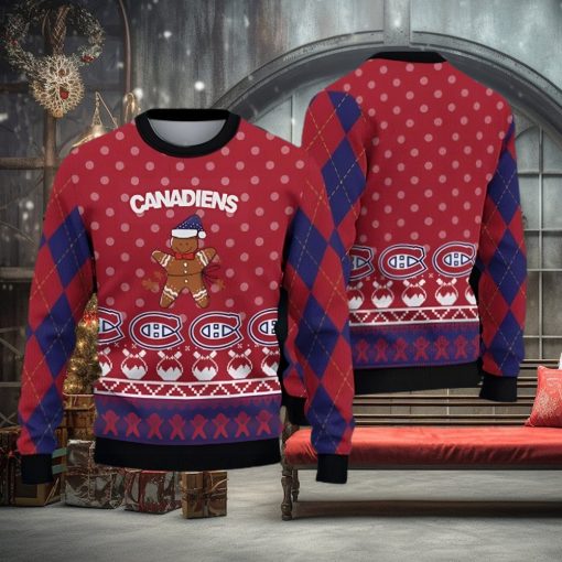 Montreal Canadiens Fans Gingerbread Man Ugly Christmas Sweater Gift