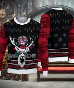 Montreal Canadiens Fans Reindeer Cookies Ugly Christmas Sweater