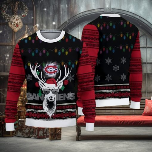 Montreal Canadiens Fans Reindeer Cookies Ugly Christmas Sweater