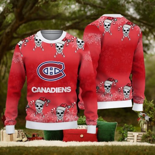 Montreal Canadiens Fans Skull Carols Ugly Christmas Sweater