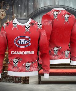 Montreal Canadiens Fans Skull Carols Ugly Christmas Sweater