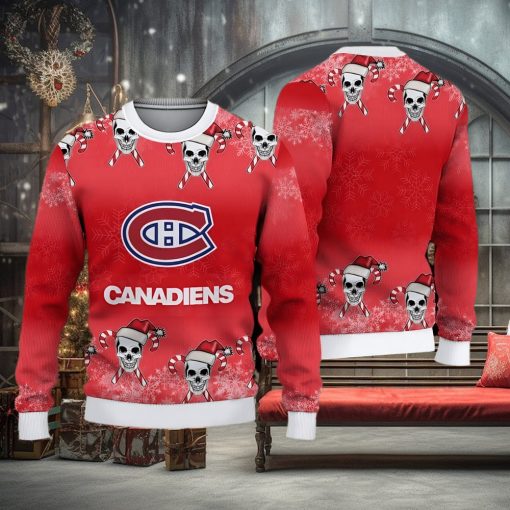 Montreal Canadiens Fans Skull Carols Ugly Christmas Sweater