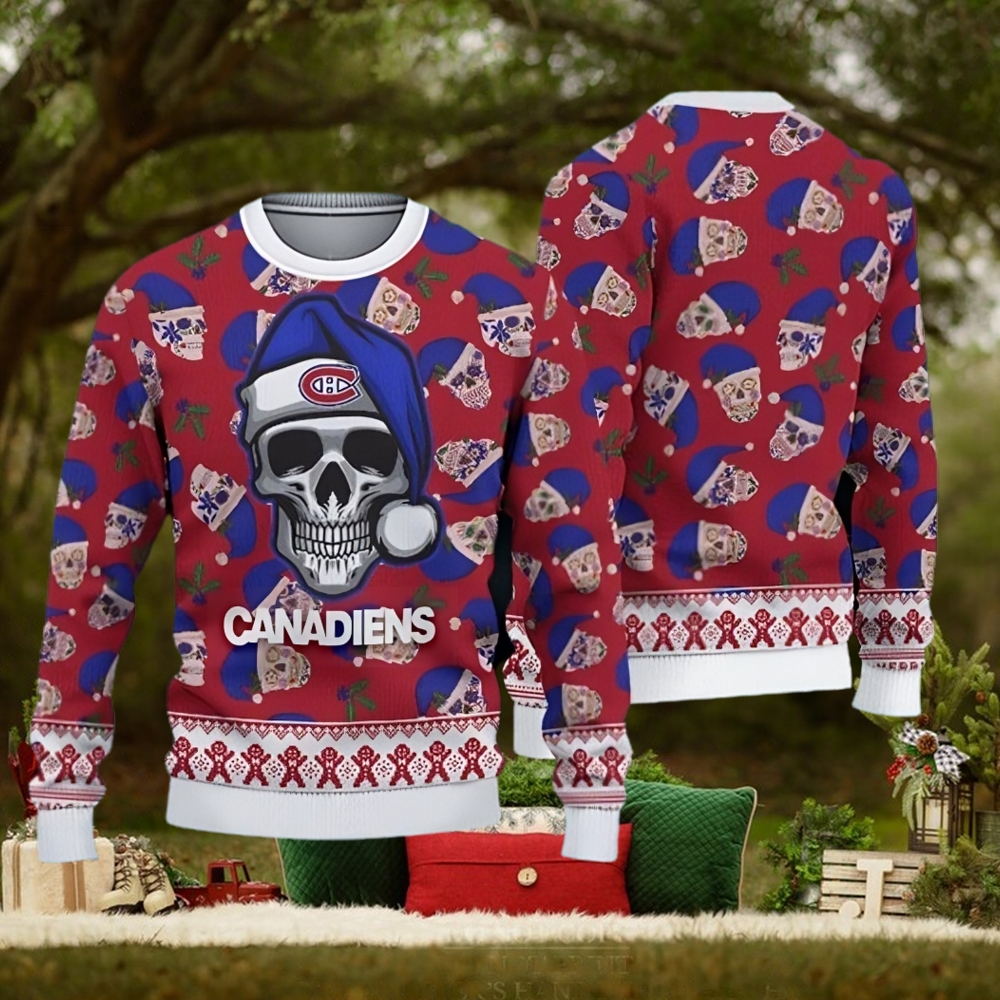 Montreal Canadiens Fans Skull Chimney Knitted Christmas Sweater