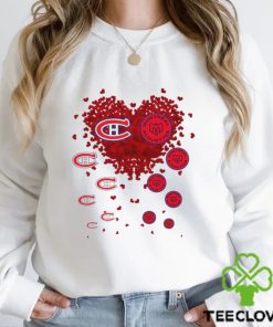 Montreal Canadiens Montreal Alouettes logo hearts sport gift hoodie, sweater, longsleeve, shirt v-neck, t-shirt