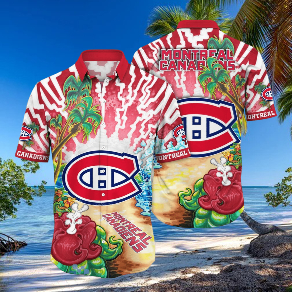 NHL Montreal Canadiens Flowers Hawaiian Design Button Shirt - Growkoc