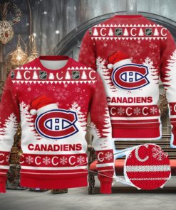 Montreal Canadiens Nhl Ice Hockey Christmas Santa Hat AOP Print 3D Ugly Sweater