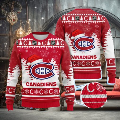 Montreal Canadiens Nhl Ice Hockey Christmas Santa Hat AOP Print 3D Ugly Sweater