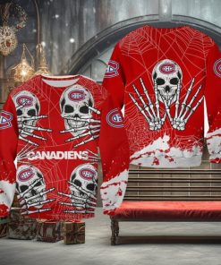 Montreal Canadiens Skull Hallowen Snow Halloween Ugly Sweater For Men And Women Gift Christmas