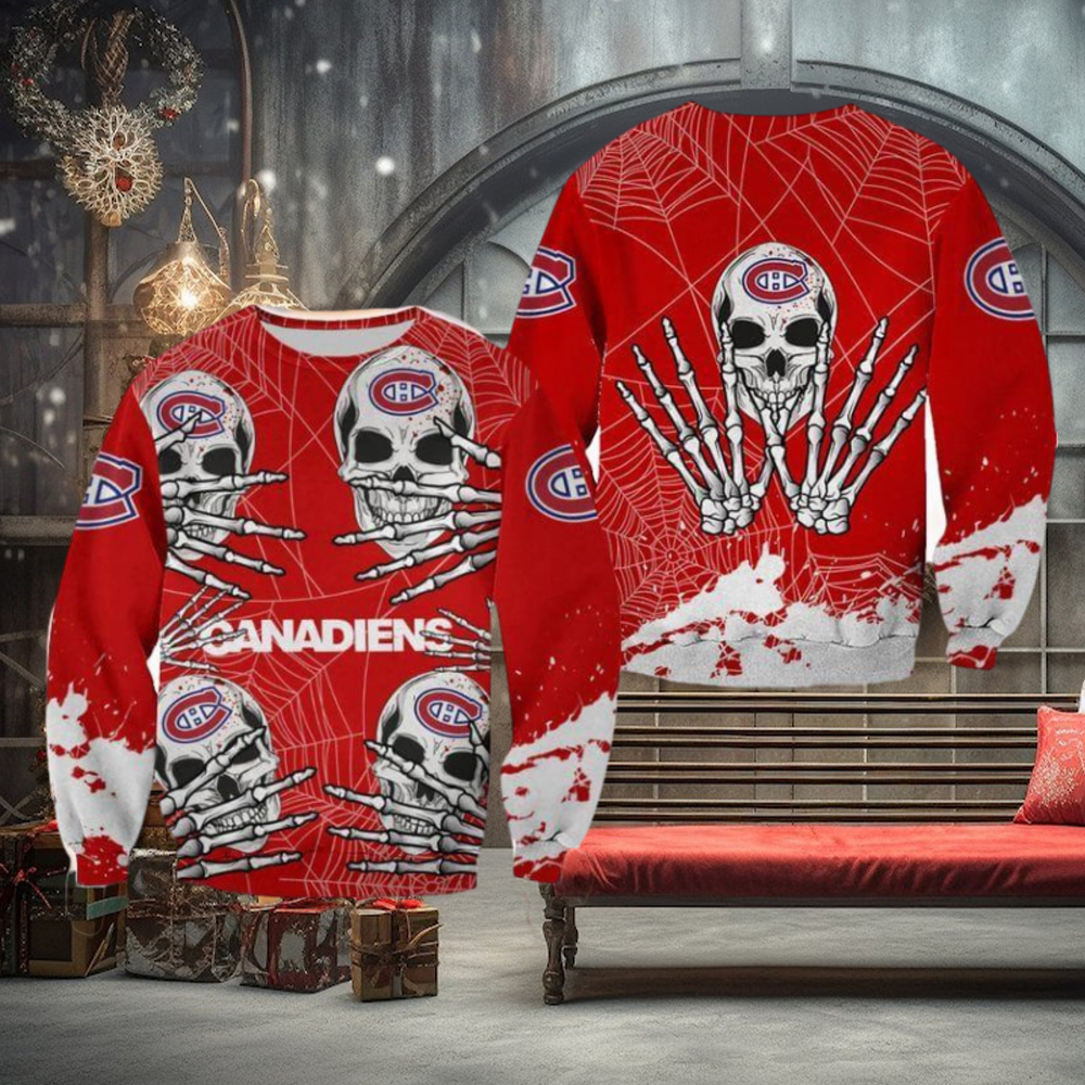 Montreal Canadiens Skull Hallowen Snow Halloween Ugly Sweater For Men And Women Gift Christmas Montreal Canadiens Skull Hallowen Snow Halloween Ugly Sweater For Men And Women Gift Christmas