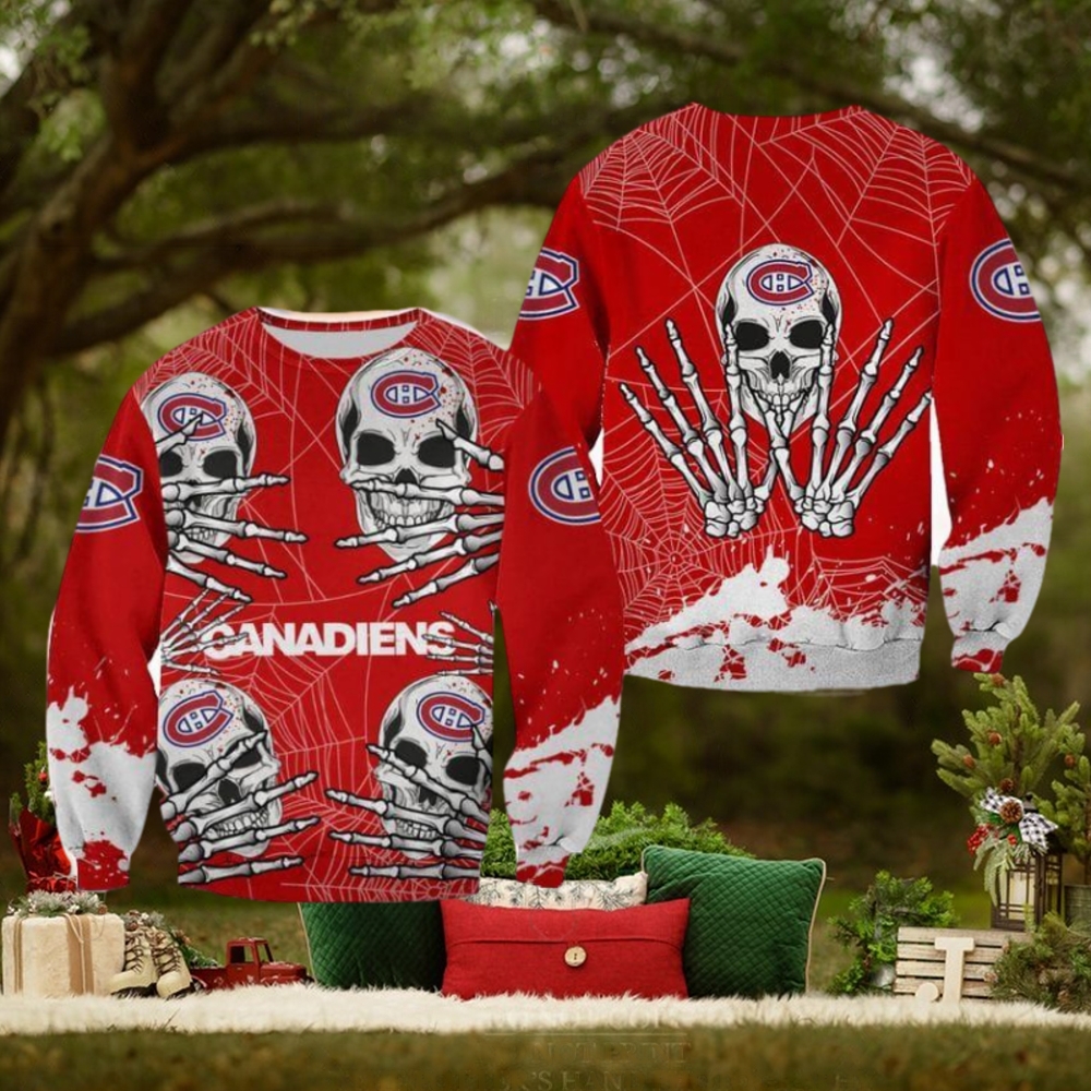 Montreal Canadiens Skull Hallowen Snow Halloween Ugly Sweater For Men And Women Gift Christmas Montreal Canadiens Skull Hallowen Snow Halloween Ugly Sweater For Men And Women Gift Christmas