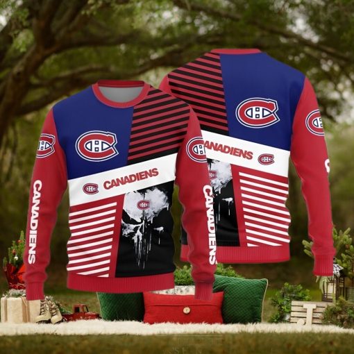 Montreal Canadiens Skull Pattern Knitted Sweater For Christmas