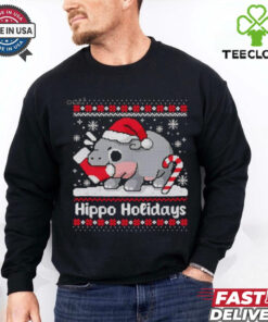 Moo Deng Hippo Holidays ugly Christmas shirt