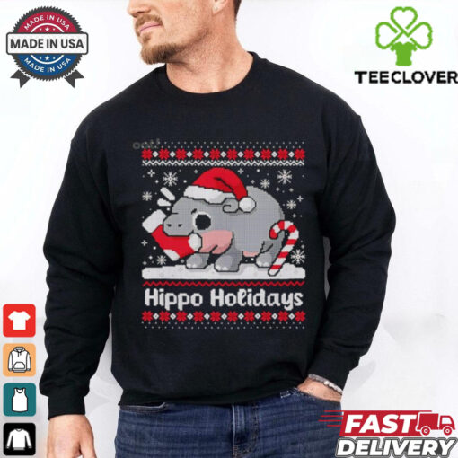 Moo Deng Hippo Holidays ugly Christmas shirt