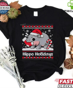 Moo Deng Hippo Holidays ugly Christmas shirt