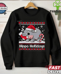 Moo Deng Hippo Holidays ugly Christmas shirt