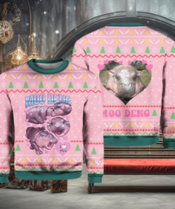 Moo Deng I Love You Ugly Christmas Sweater