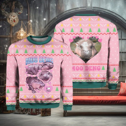 Moo Deng I Love You Ugly Christmas Sweater