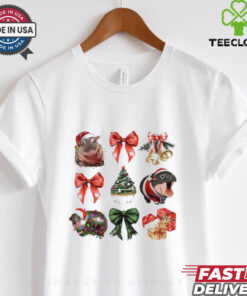 Moo Deng santa hat coquette Christmas tree shirt
