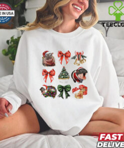 Moo Deng santa hat coquette Christmas tree shirt