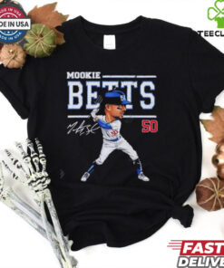 Mookie Betts 50 signature cartoon shirt