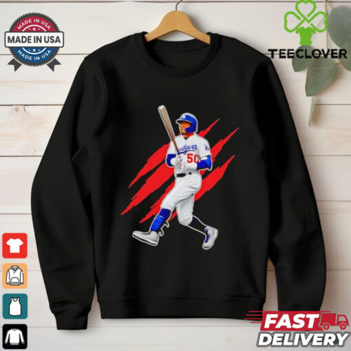 Mookie Betts Los Angeles Dodgers 2024 World Series Champions scratches shirt