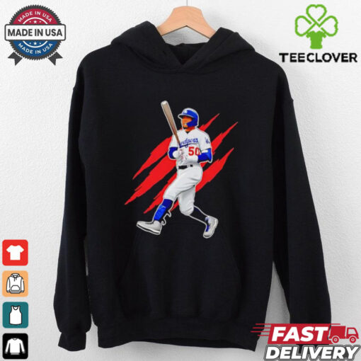 Mookie Betts Los Angeles Dodgers 2024 World Series Champions scratches shirt