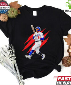 Mookie Betts Los Angeles Dodgers 2024 World Series Champions scratches shirt